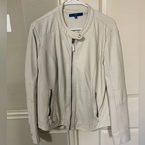 Cream Faux Leather Jacket